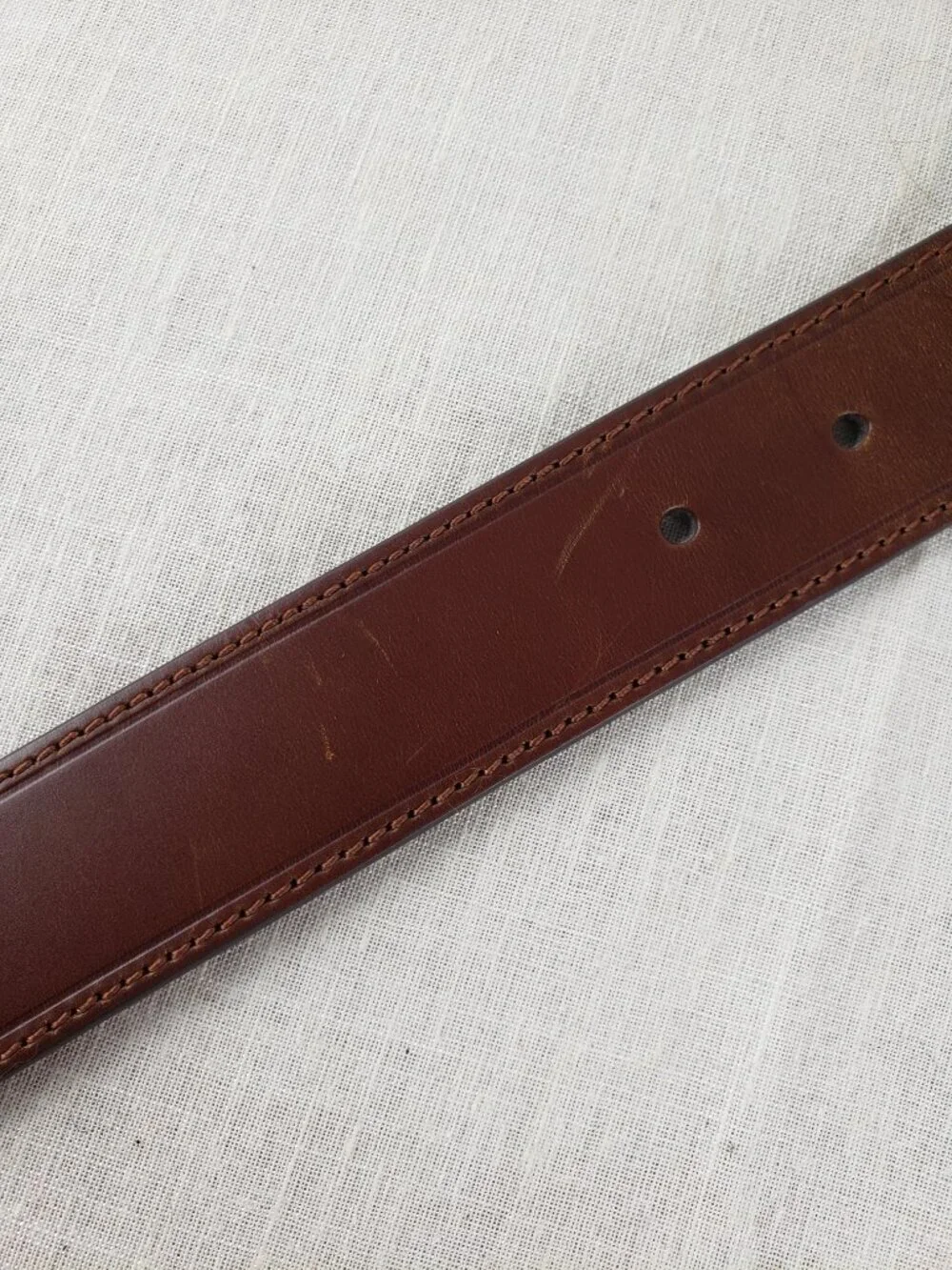 Jos A Bank Brown Leather Belt Square Leather Wrapped Buckle Mens 36